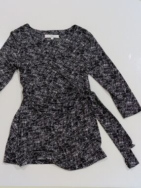 Ripe Black & White Wrap-Style  Tunic Top